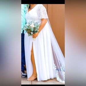 Elegant White Sleeved Wedding Dress